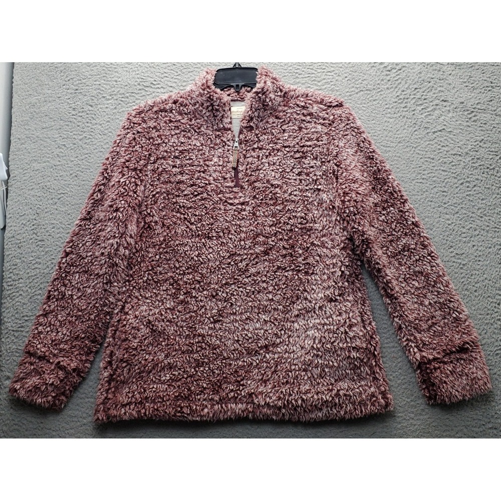 Vintage Weatherproof Sweater Women Multi Sherpa Faux Fur Long Sleeve Quarter Zip